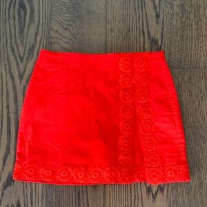 crown & ivy Red Mini Skirt with Eyelet Trim
